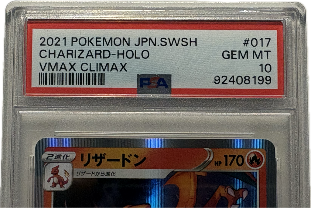 Pokémon trading card in a protective case with a PSA label