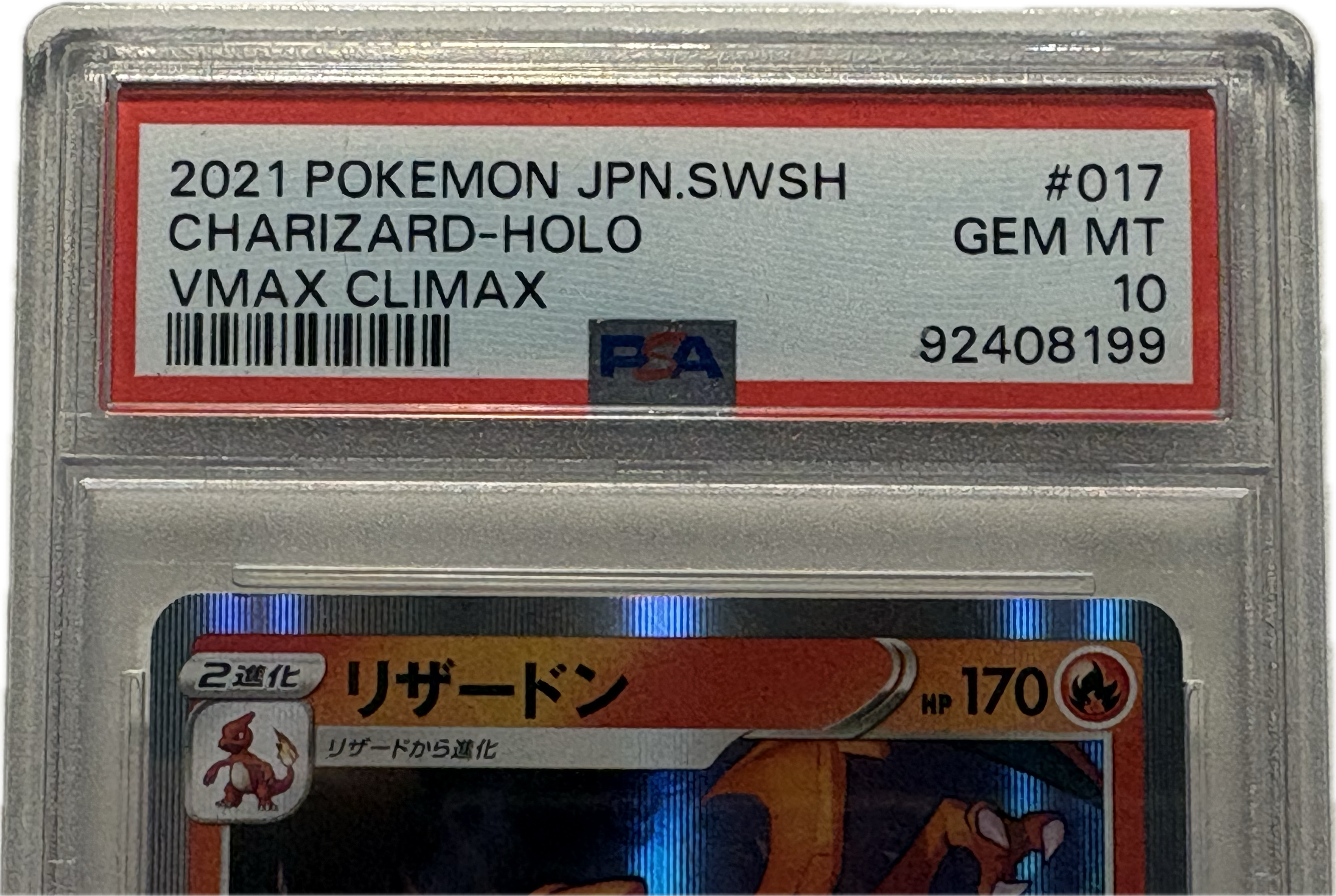 Pokémon trading card in a protective case with a PSA label