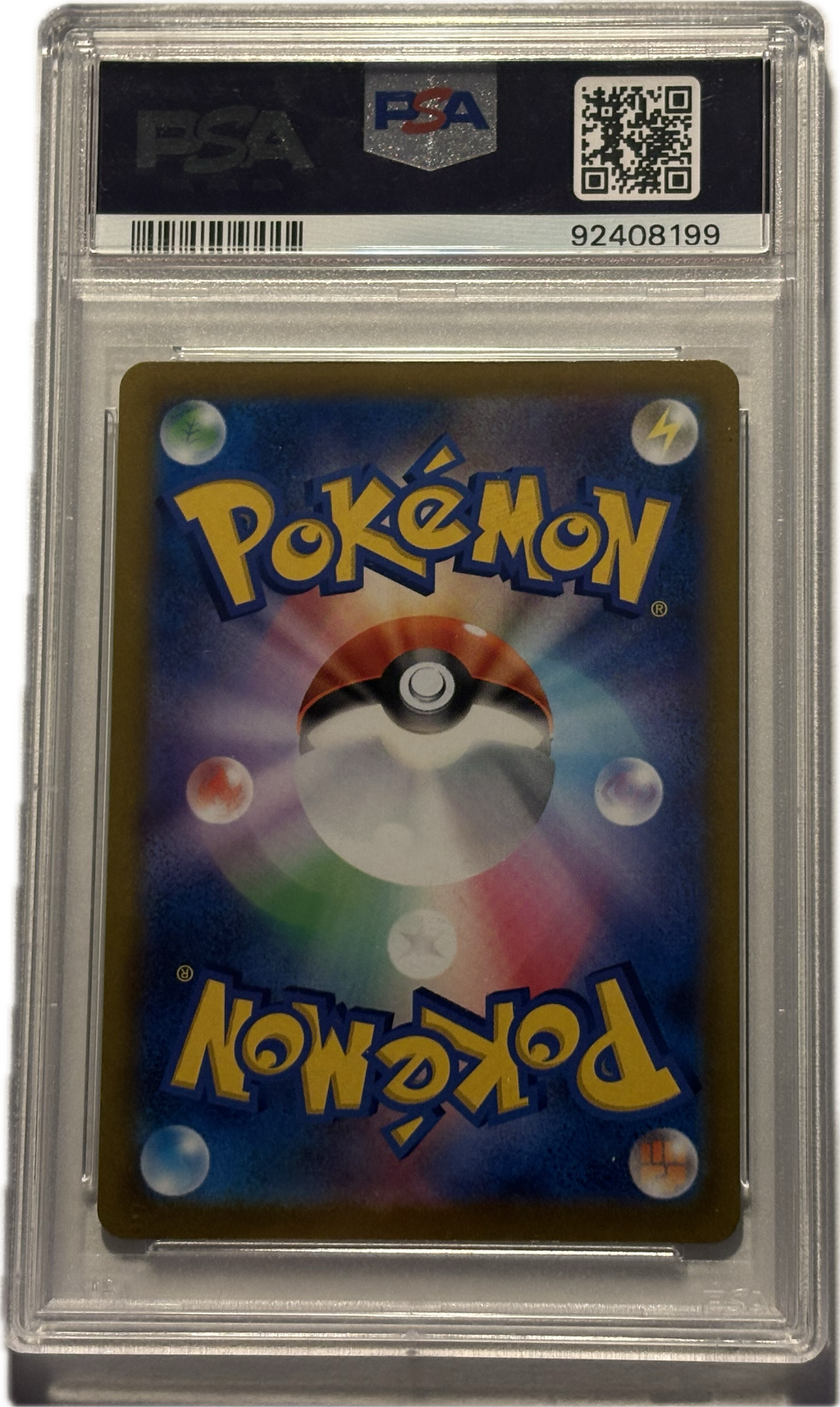 Pokémon trading card in a protective case with a visible PSA logo.
