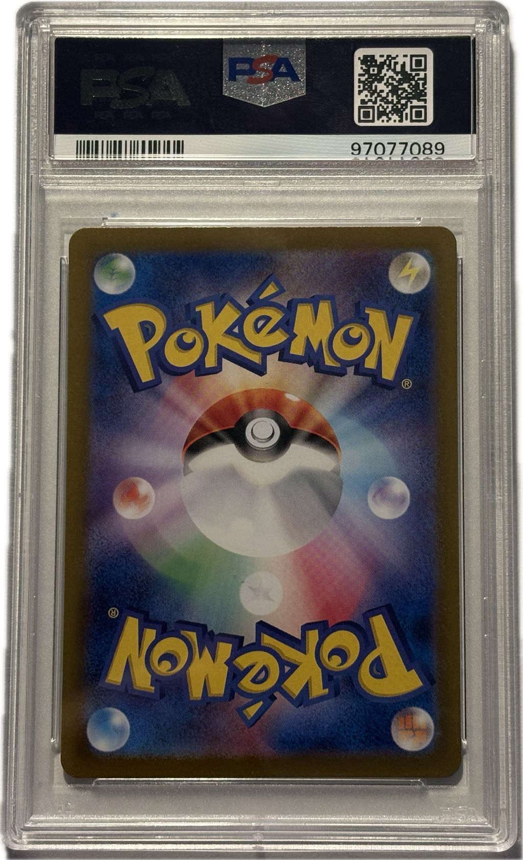 Pokémon trading card in protective case with visible grading label
