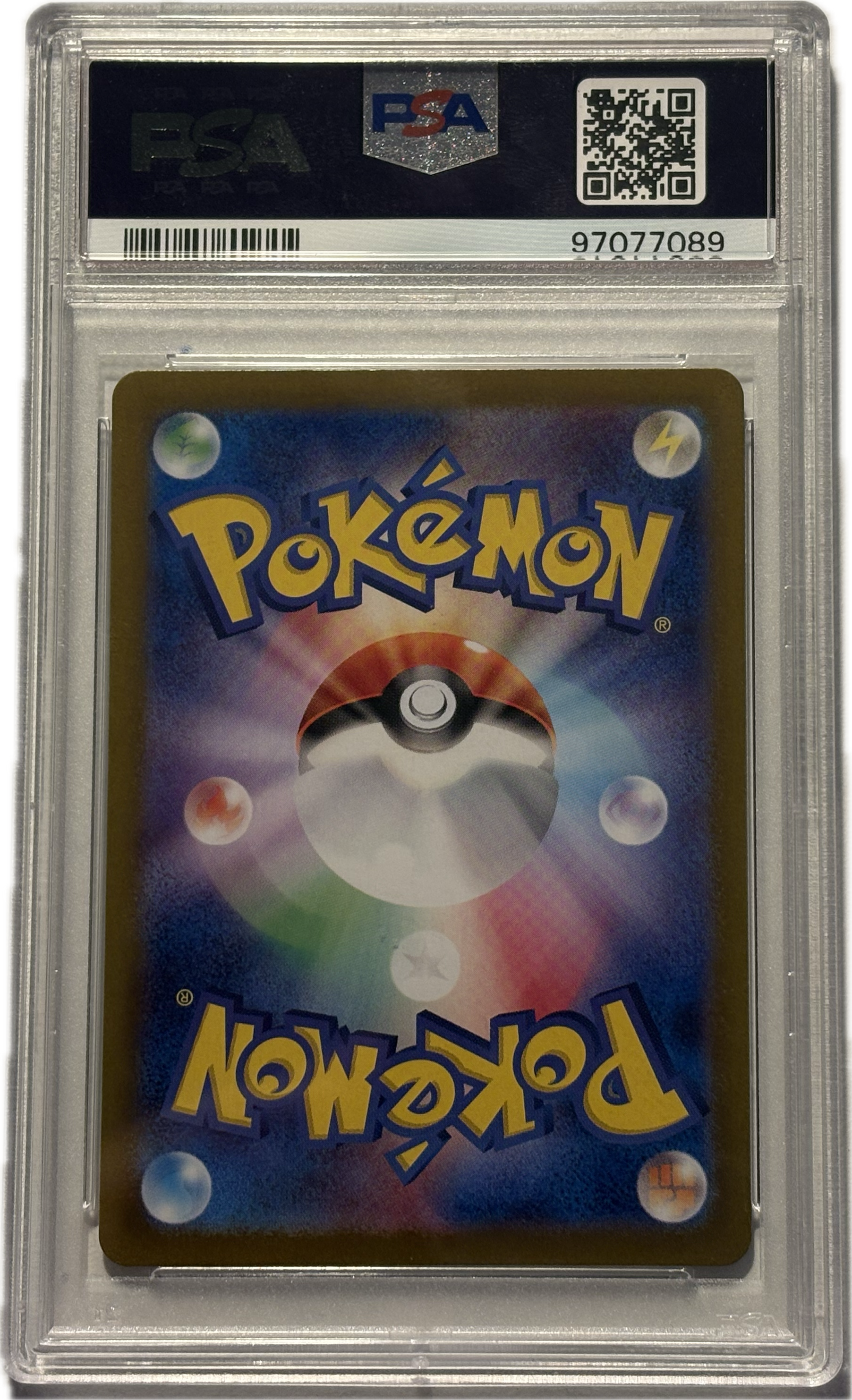 Pokémon trading card in protective case with visible grading label
