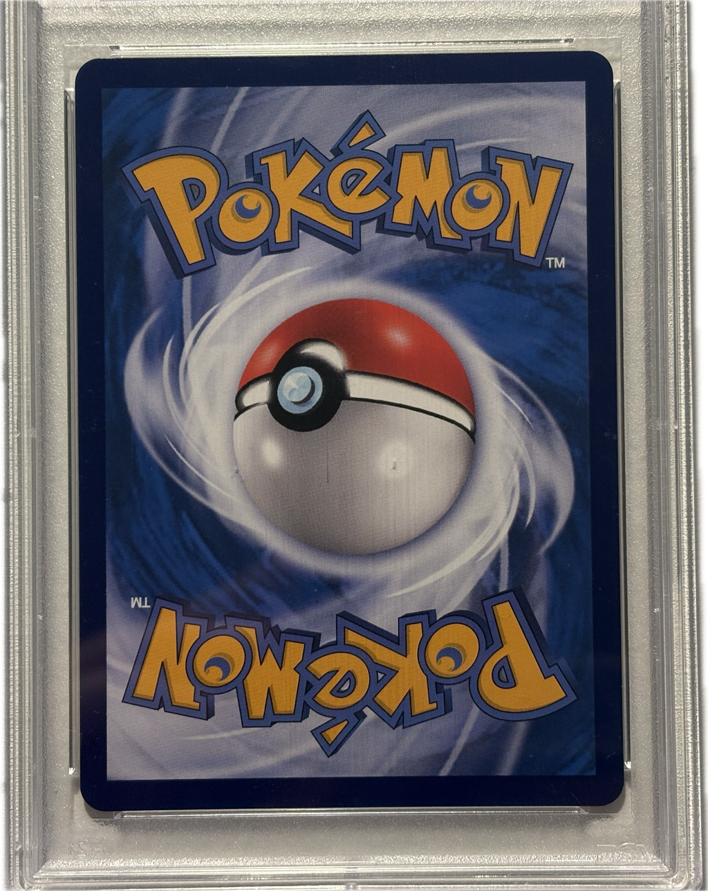 Pokémon trading card with a Poké Ball design on a blue background