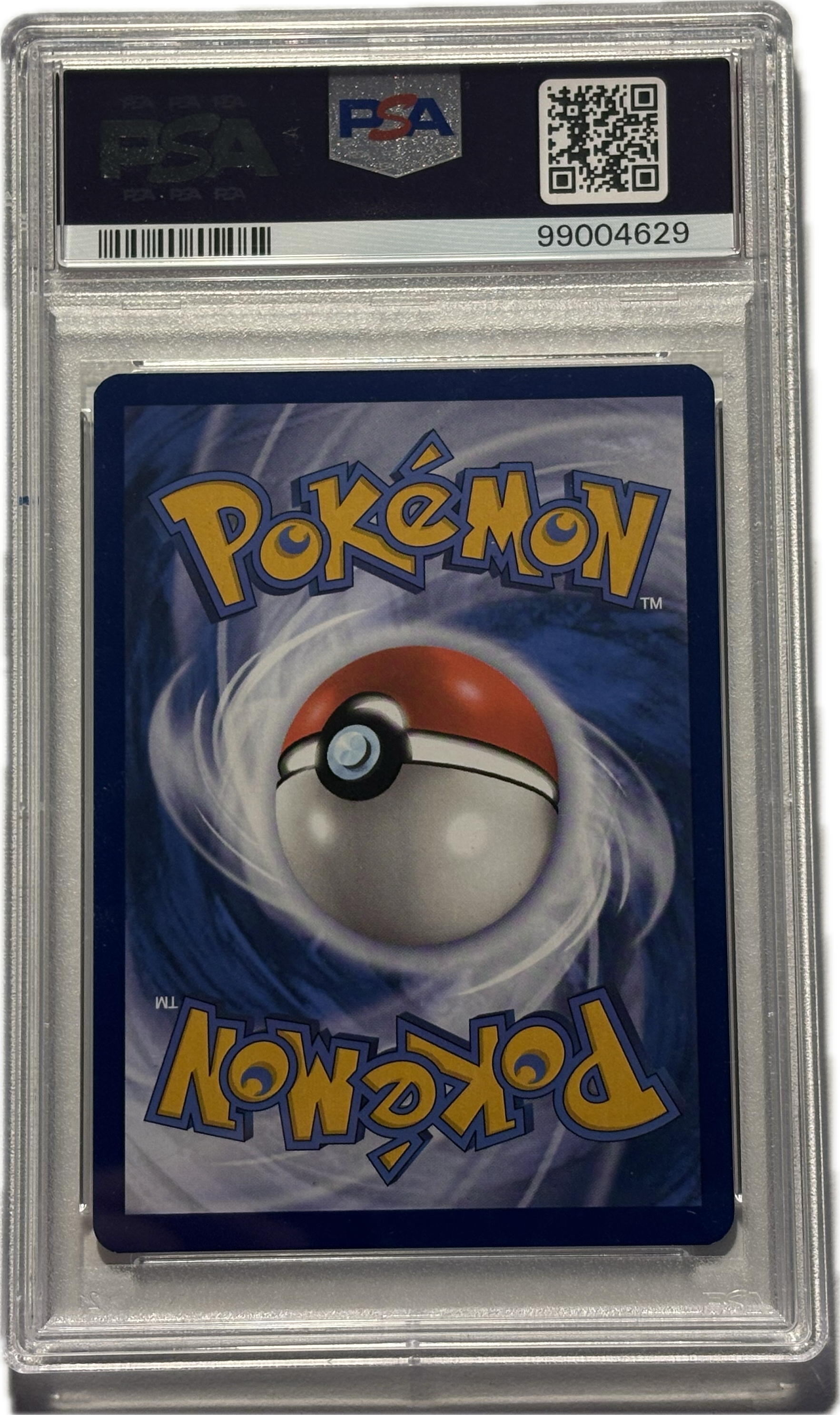 Pokémon trading card in a protective case with a visible PSA logo.